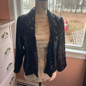 Coupe Collection Black Sequin Blazer Jacket Holiday Party Size 10